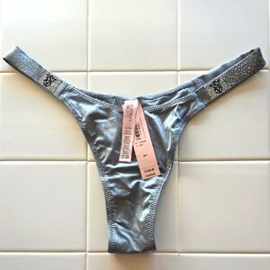 Victoria's Secret Silver Thong with Sparkling Accents